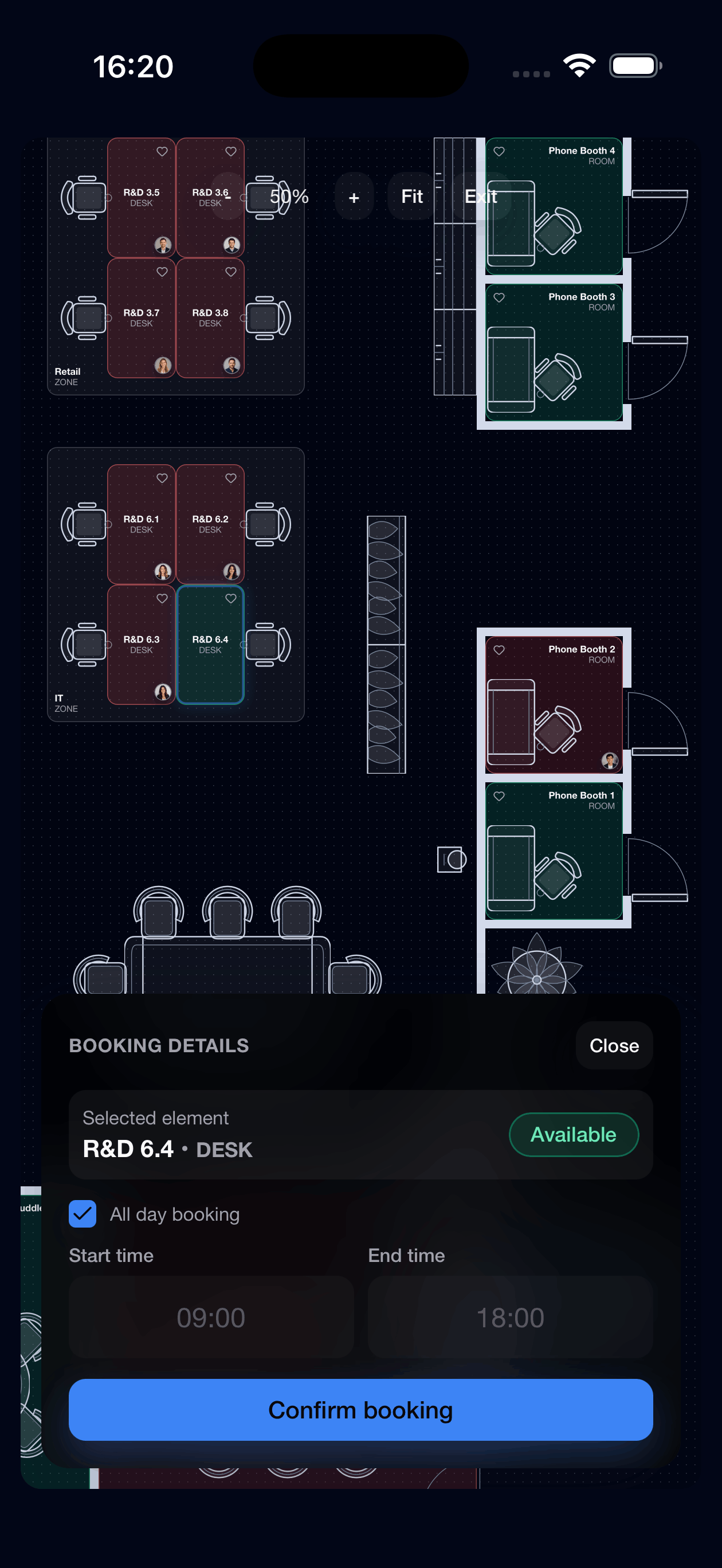 Axon on iOS — desk booking