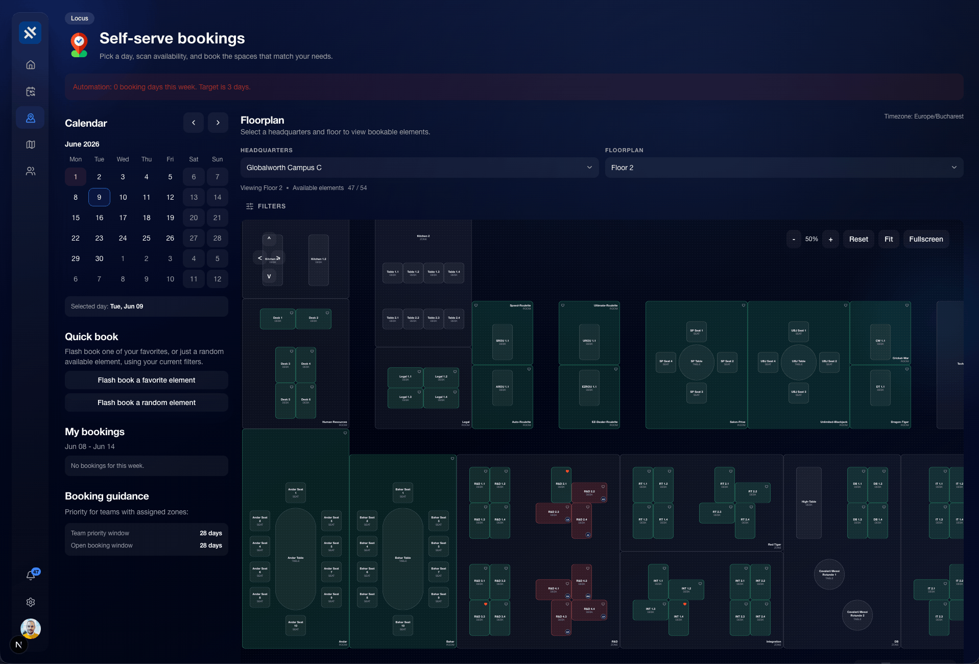 Locus floorplan booking flow
