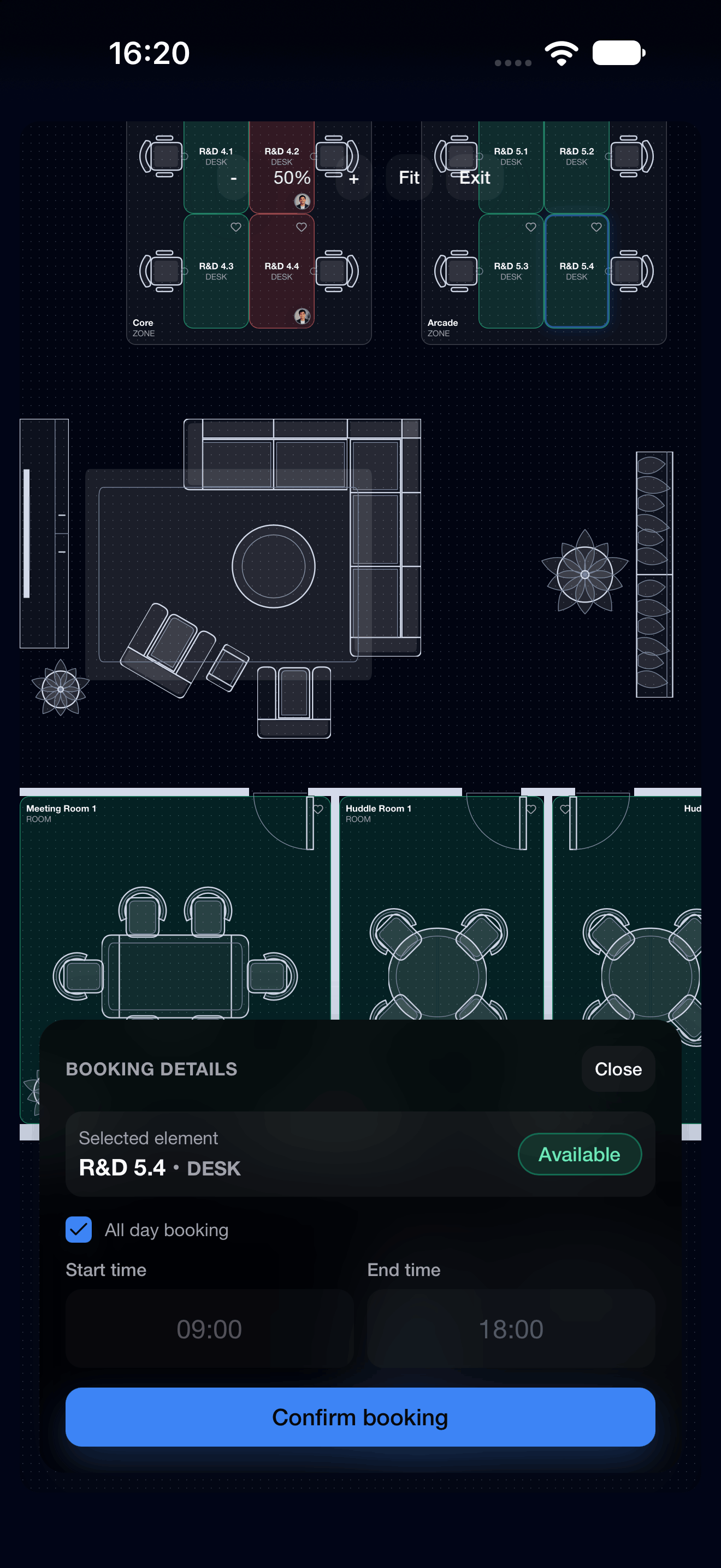 Booking a desk on mobile