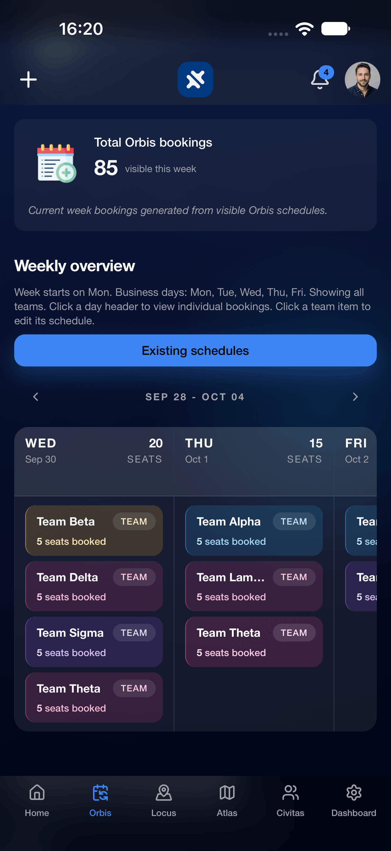 Team office days on mobile